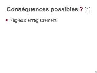 Conséquences possibles ? [1]
 Règles d’enregistrement




                               20
 