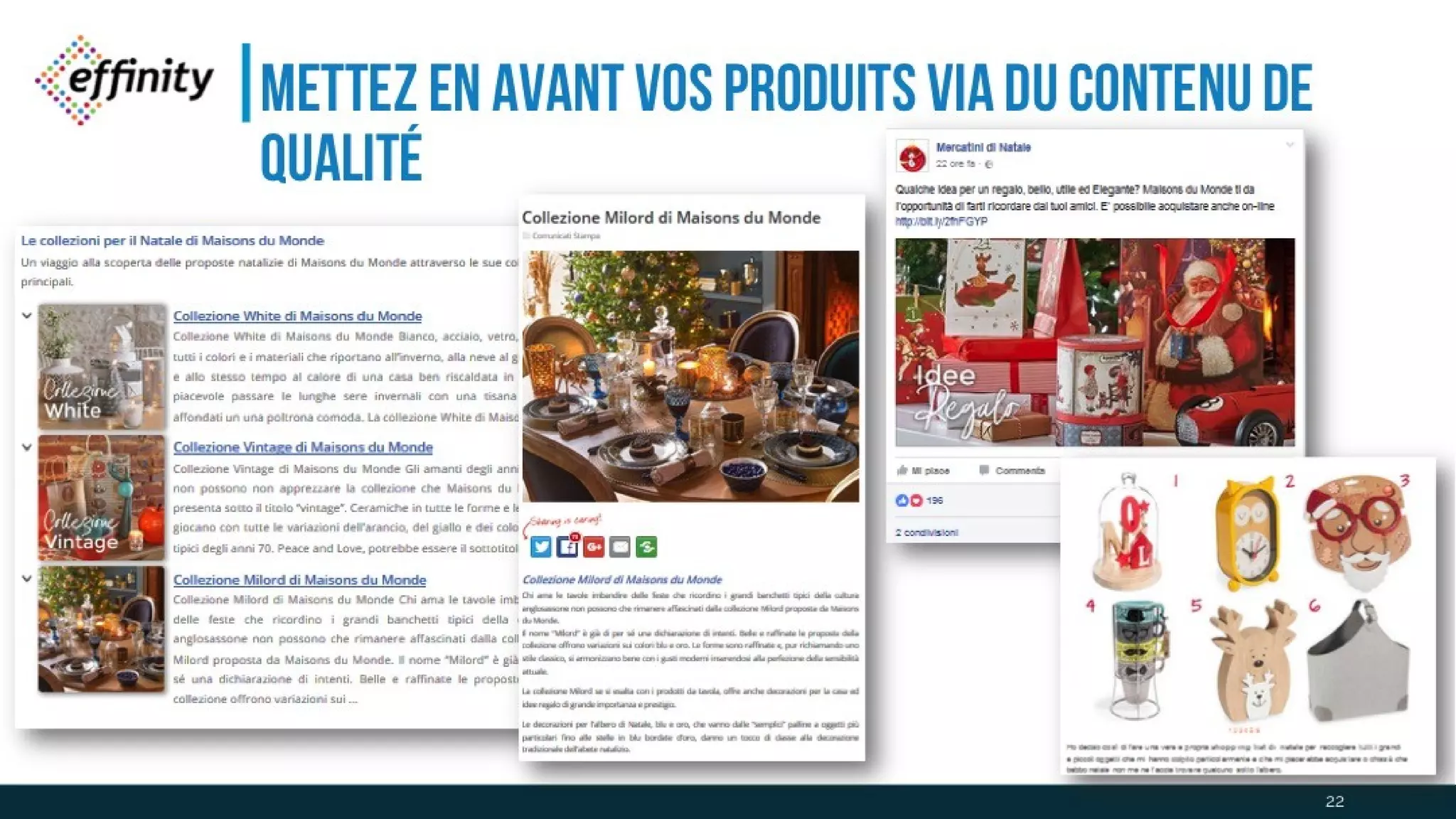 Mettez en avant vos produits via du
contenu de qualité
22
 
