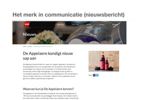 Het merk in communicatie (nieuwsbericht)
 
