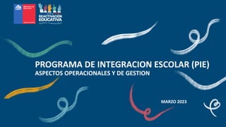 PROGRAMA DE INTEGRACION ESCOLAR (PIE)
ASPECTOS OPERACIONALES Y DE GESTION
MARZO 2023
 