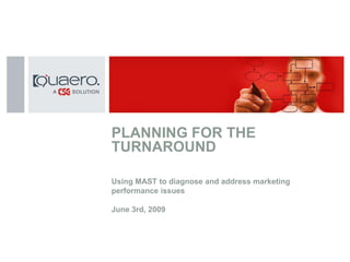 Click to edit Master title style




       PLANNING FOR THE
       TURNAROUND

       Using MAST to diagnose and address marketing
       performance issues

       June 3rd, 2009
 
