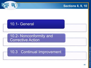 DQS-ULManagementSystemsSolutions©
Sections 8, 9, 10
43
10.1- General
10.2- Nonconformity and
Corrective Action
10.3 Continual Improvement
 