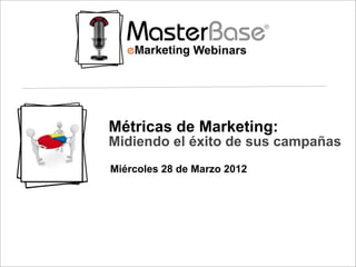 Métricas de Marketing:
Midiendo el éxito de sus campañas
Miércoles 28 de Marzo 2012
 