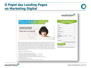 O Papel das Landing Pages
no Marketing Digital
www.emailvision.com.br
 