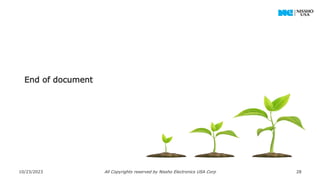 End of document
10/23/2023 All Copyrights reserved by Nissho Electronics USA Corp 28
 