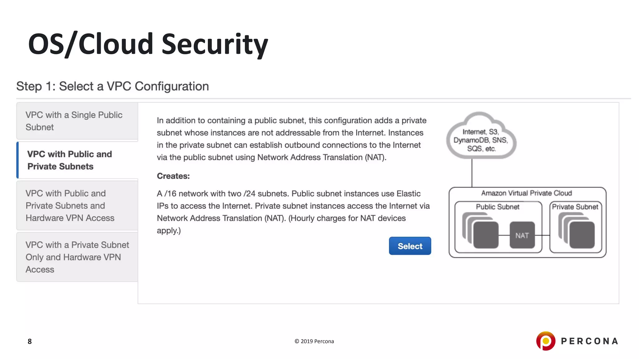 © 2019 Percona8
OS/Cloud Security
 