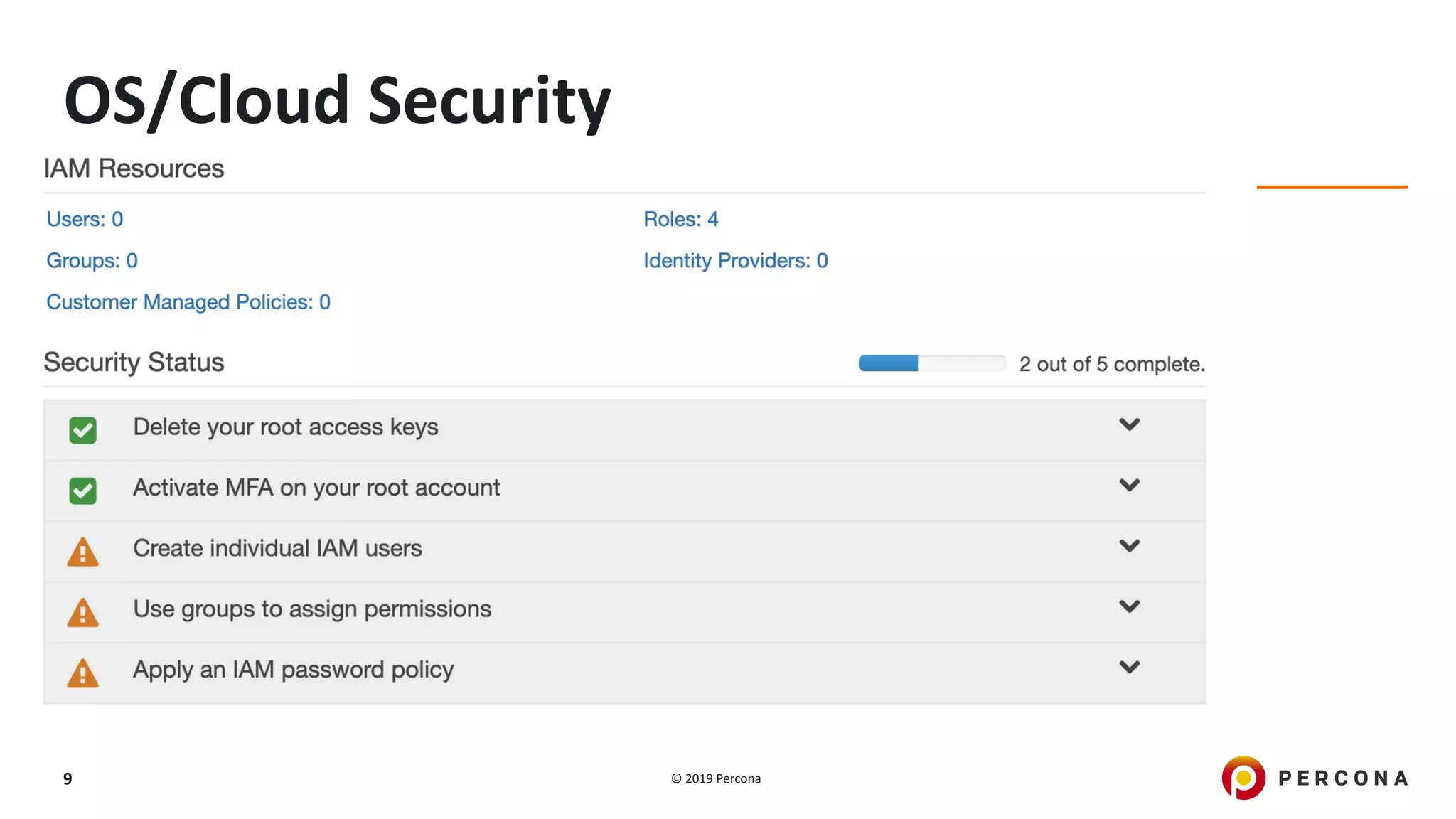 © 2019 Percona9
OS/Cloud Security
 