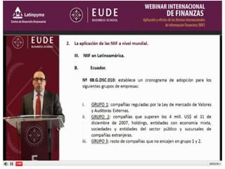 Webinar NIIF Global. APLICACION Y EFECTO