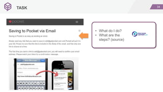• What do I do?
• What are the
steps? (source)
34
TASK
 