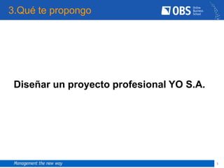 3.Qué te propongo




 Diseñar un proyecto profesional YO S.A.




                                           5
 