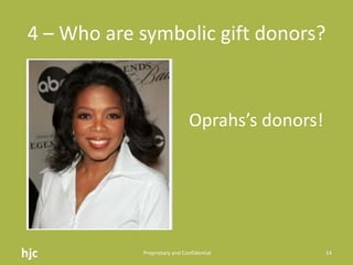 4 – Who are symbolic gift donors?hjc Proprietary and Confidential14Oprahs’s donors!