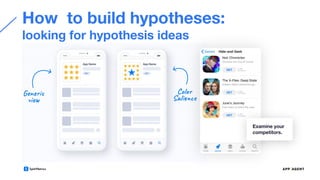 How to build hypotheses:
looking for hypothesis ideas
Examine your
competitors.
 