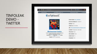 TINFOLEAK
DEMO -
TWITTER
 