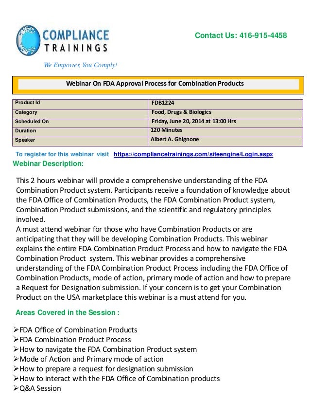 Webinar on fda approval process for combination products