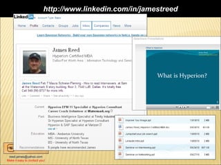 http://www.linkedin.com/in/jamestreed




 reed.james@yahoo.com
Make it easy to contact you!                                      7
 