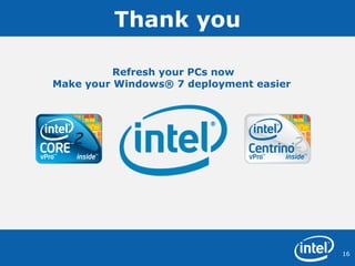 Thank you Refresh your PCs now Make your Windows® 7 deployment easier  