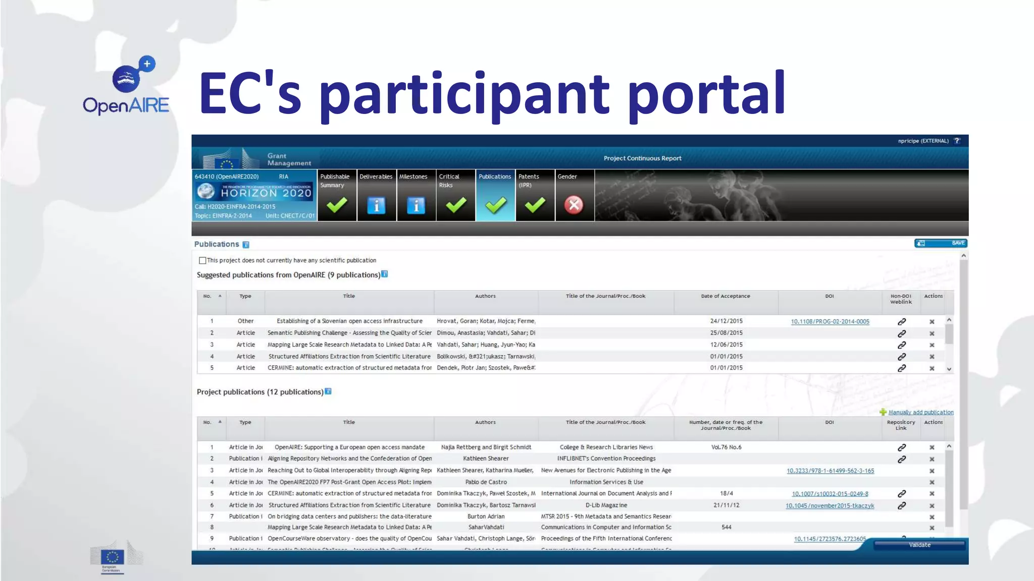 EC's participant portal
 