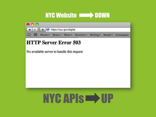 NYC Website DOWN
NYC APIs UP
 