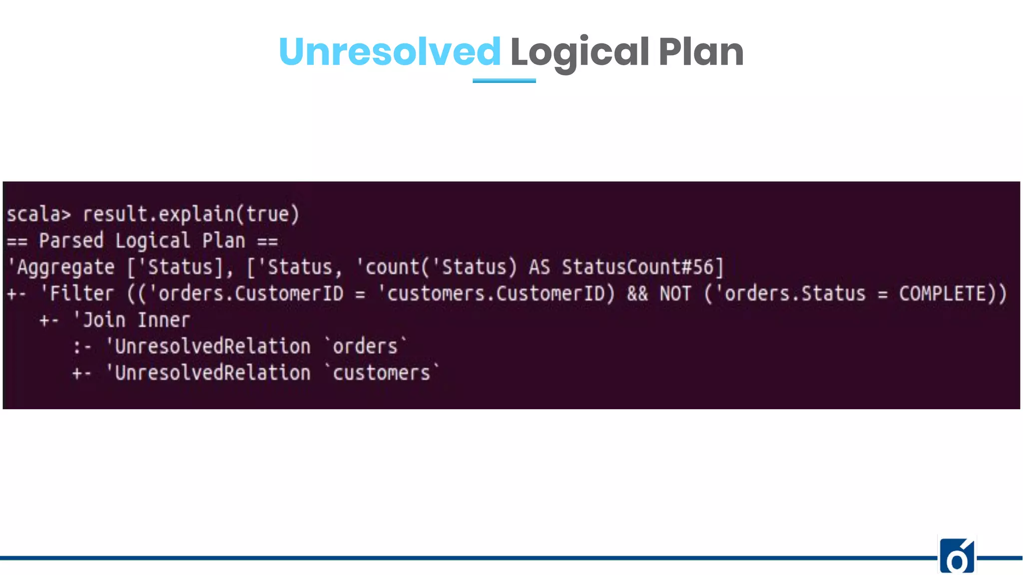 Unresolved Logical Plan
 