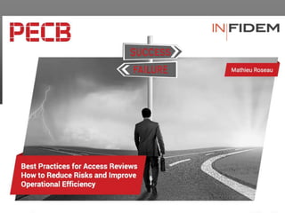 Best Practices for Access Reviews -
How to Reduce Risks and Improve
Operational Efficiency
WEBINAR
2016
 