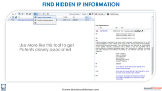 © www.descienceinfoware.com
Use More like this tool to get
Patents closely associated
FIND HIDDEN IP INFORMATION
 