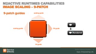 M2ACTIVE RUNTIMES CAPABILITIES
IMAGE SCALING – 9-PATCH




                                 M2Active Architecture & Runtimes /   26
 