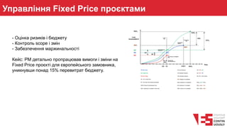 Управління Fixed Price проєктами
- Оцінка ризиків і бюджету
- Контроль scope і змін
- Забезпечення маржинальності
Кейс: PM детально пропрацював вимоги і зміни на
Fixed Price проєкті для європейського замовника,
уникнувши понад 15% перевитрат бюджету.
 