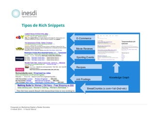 Tipos de Rich Snippets 
Posgrado en Marketing Digital y Redes Sociales 
© inesdi 2014 - © Oscar García 
 