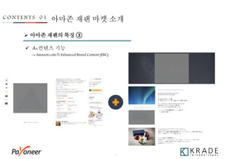 - 11 -
C O N T E N T S 0 1 아마존 재팬 마켓 소개
 A+컨텐츠 기능
→ Amazon.com의 Enhanced Brand Content (EBC)
 아마존 재팬의 특징 ③
 