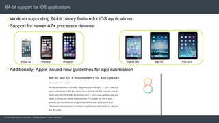 © 2015 Adobe Systems Incorporated. All Rights Reserved. Adobe Confidential.
64-bit support for iOS applications
Work on supporting 64-bit binary feature for iOS applications
Support for newer A7+ processor devices:
Additionally, Apple issued new guidelines for app submission
iPhone 5s iPhone 6 iPhone 6+ iPad Air Mini iPad Air iPad Air 2
 