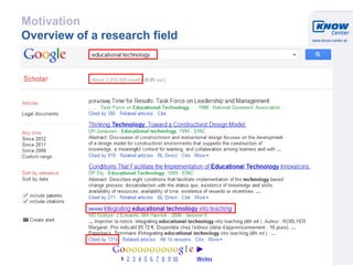 © Know-Center 2011
2
Motivation
Overview of a research field
 