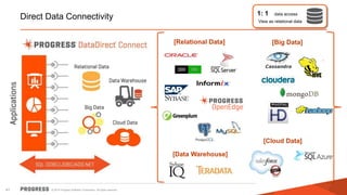 © 2014 Progress Software Corporation. All rights reserved.41
Direct Data Connectivity
[Relational Data] [Big Data]
[Cloud Data]
[Data Warehouse]
1: 1 data access
View as relational data
 