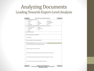Analyzing Documents
LeadingTowardsExpert-LevelAnalysis
 