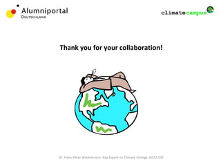 Thank you for your collaboration!
Dr. Hans-Peter Winkelmann, Key Expert on Climate Change, GCCA CSF
 