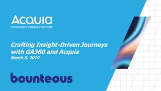 Crafting Insight-Driven Journeys
with GA360 and Acquia
March 5, 2019
 