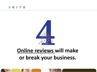 Online reviews will make
 or break your business.
 