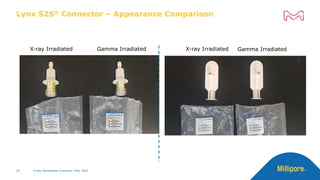Lynx S2S® Connector – Appearance Comparison
X-Ray Sterilization Overview | May 2022
25
X-ray Irradiated Gamma Irradiated X-ray Irradiated Gamma Irradiated
 