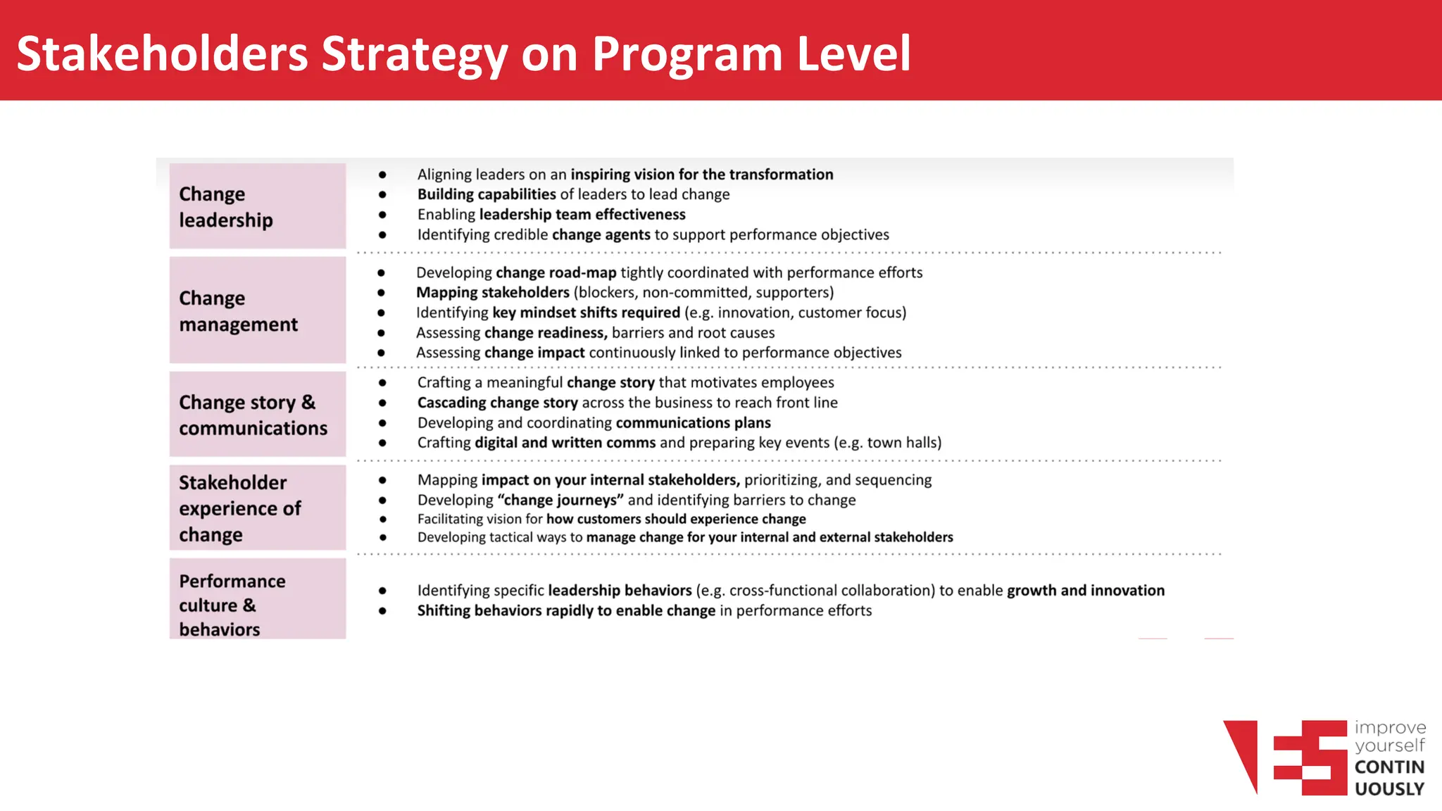 Stakeholders Strategy on Program Level
 