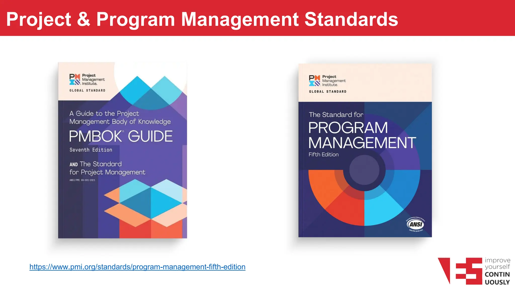 Project & Program Management Standards
https://www.pmi.org/standards/program-management-fifth-edition
 