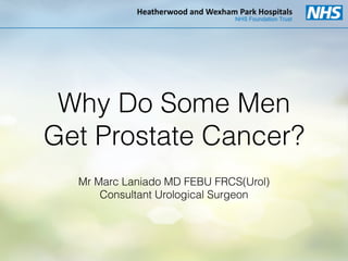 Why Do Some Men
Get Prostate Cancer?
Mr Marc Laniado MD FEBU FRCS(Urol)
Consultant Urological Surgeon
 