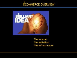 i - COMMERCE OVERVIEW The Internet The Individual The Infrastructure   