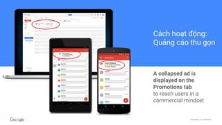 Proprietary & Confidential
A collapsed ad is
displayed on the
Promotions tab
to reach users in a
commercial mindset
Cách hoạt động:
Quảng cáo thu gọn
 