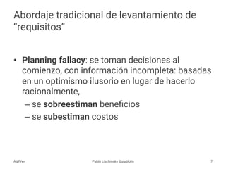 •  Planning fallacy: se toman decisiones al
comienzo, con información incompleta: basadas
en un optimismo ilusorio en luga...