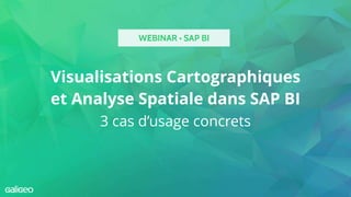 Visualisations Cartographiques
et Analyse Spatiale dans SAP BI
3 cas d’usage concrets
WEBINAR • SAP BI
 