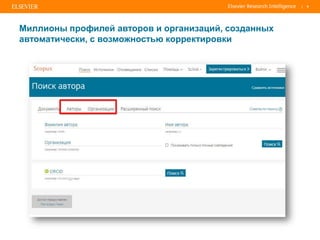 | 9
Миллионы профилей авторов и организаций, созданных
автоматически, с возможностью корректировки
 