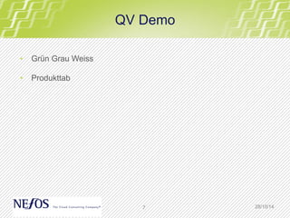 QV Demo 
7 
• Grün Grau Weiss 
• Produkttab 
28/10/14 
 