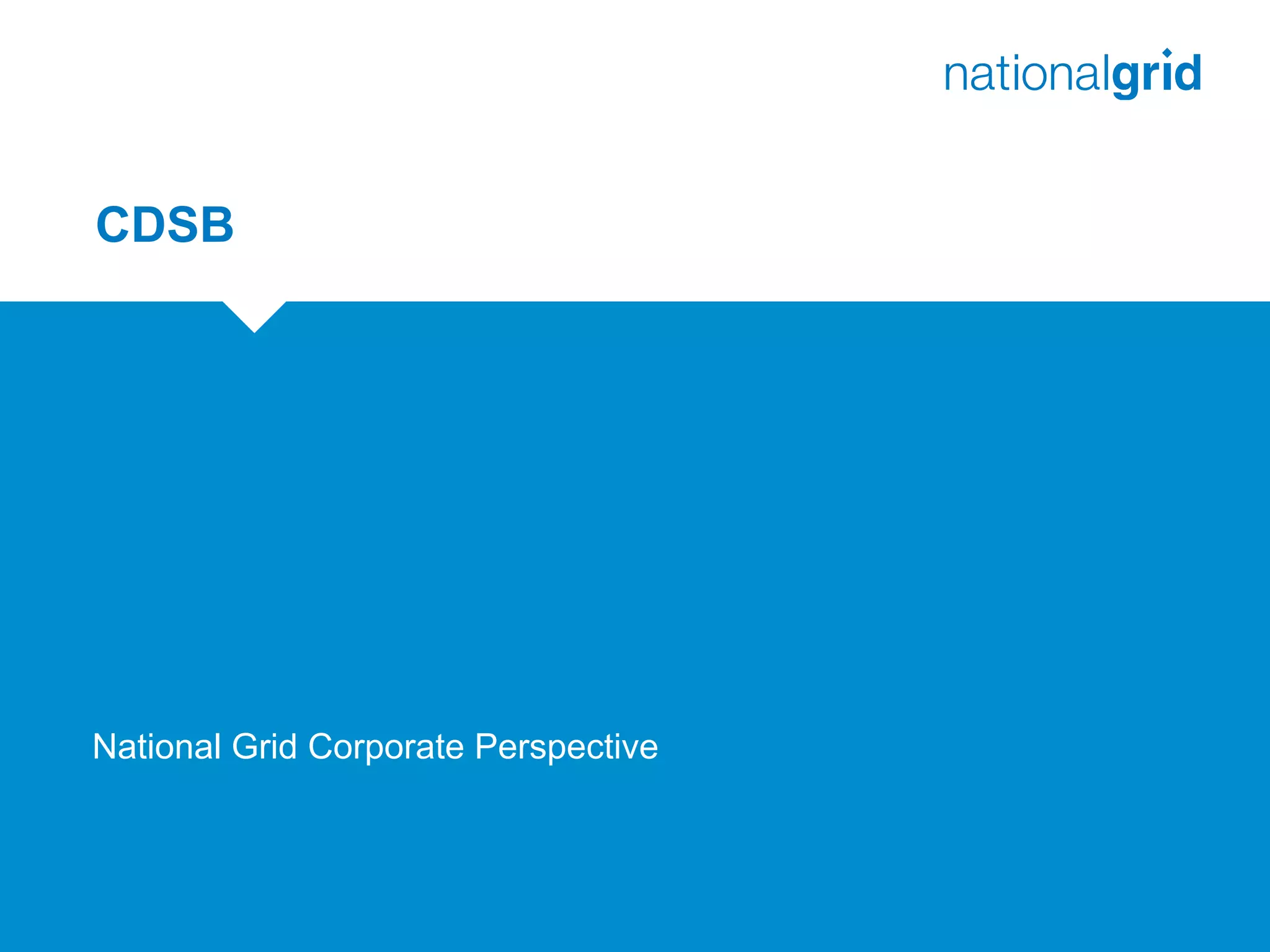 CDSB
National Grid Corporate Perspective
 