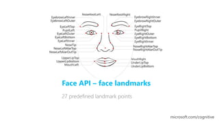 • Funcionalidades de reconocimiento de rostros:
– Face Verification
– Similar Face Searching
– Automatic Face Grouping
– P...