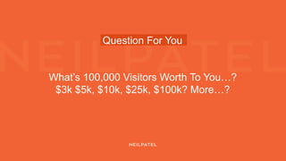 Question For You
What’s 100,000 Visitors Worth To You…?
$3k $5k, $10k, $25k, $100k? More…?
 