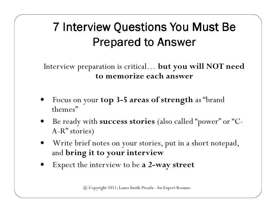 7 interview questions you must be prepared to answer webinar slides interview questions